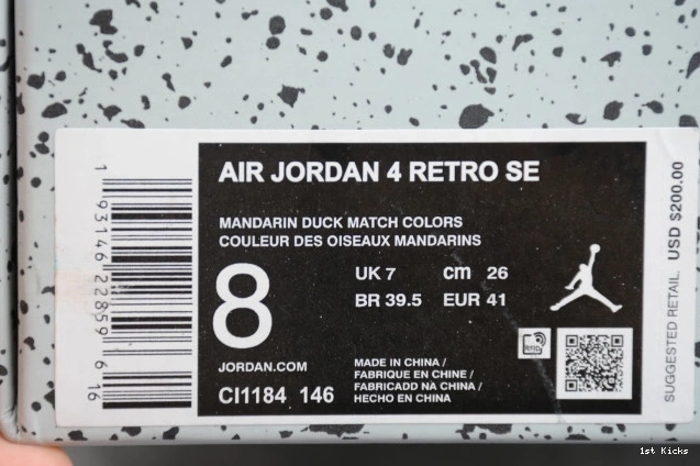 1st Kicks Jordan Air 4 CI1184-146 What The 0819